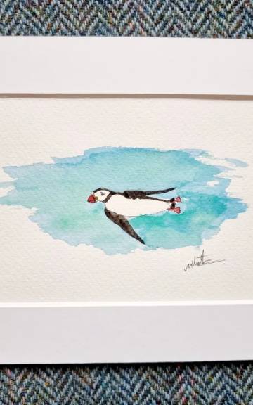 Mini Original Watercolour of a puffin