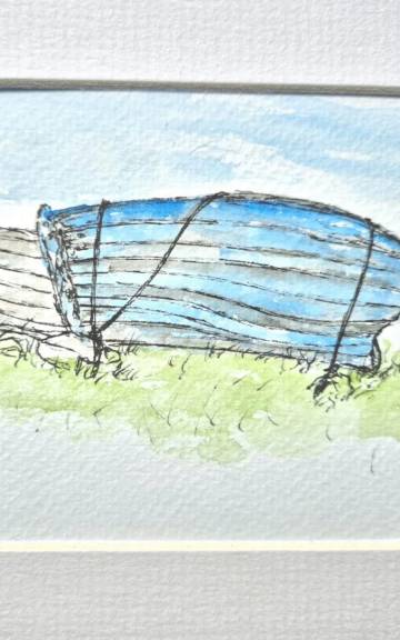 Mini original watercolour of two boats