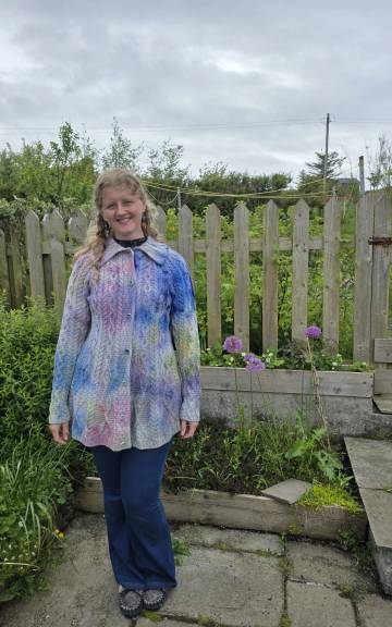 Hand dyed merino wool cardigan