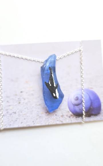 Painted sea glass necklace