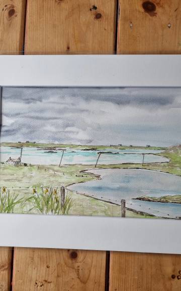 Large Original Watercolour of Baleshare