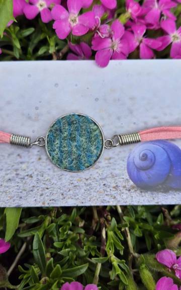 Harris tweed and faux leather bracelet