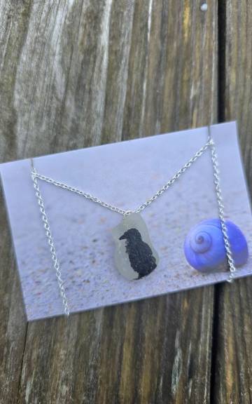 Painted sea glass necklace