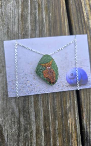 Painted sea glass necklace