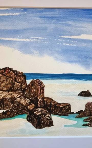 Large Original watercolour of tolsta stacks