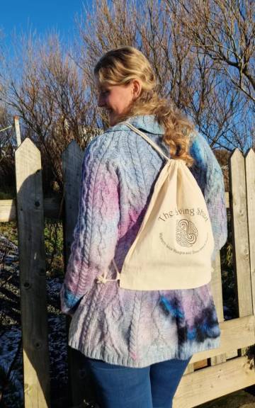 The Weaving Shed branded recycled cotton drawstring bag