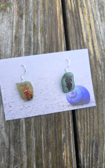 Painted sea glass earrings