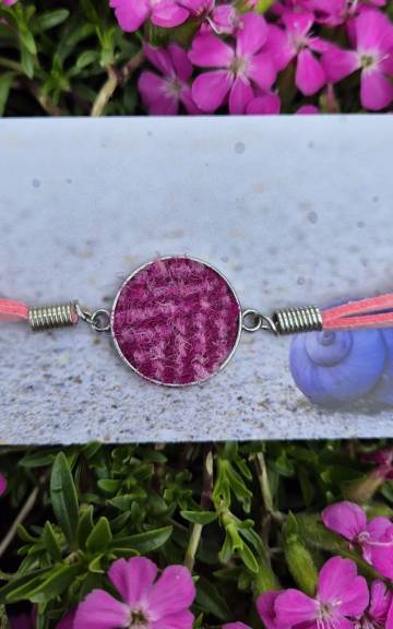 Harris tweed and faux leather bracelet