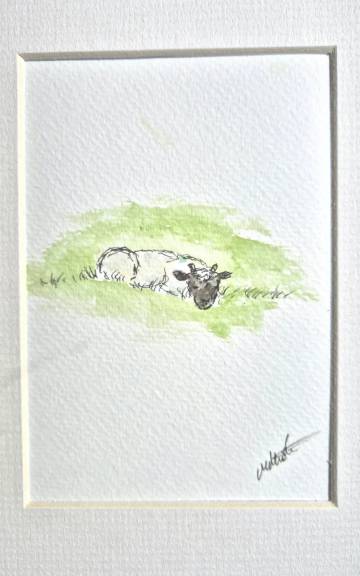 Mini original watercolour of a lamb