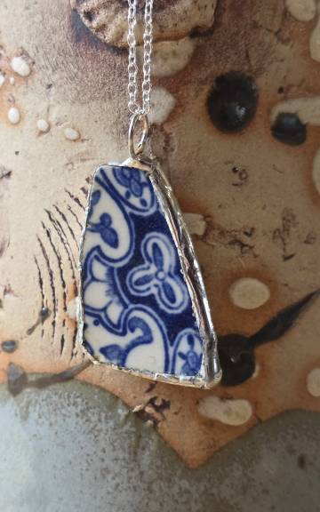 Pottery Glass Necklace Stained Glass Effect