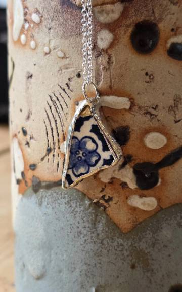 Pottery Glass Necklace Stained Glass Effect