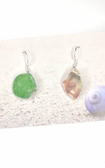 Sea pottery and sea glass earrings