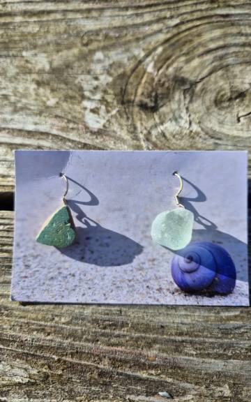 Sea Glass and Pottery Earrings