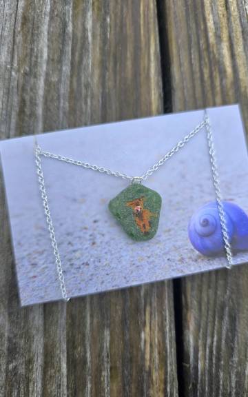 Painted sea glass necklace