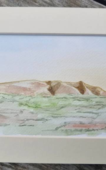 Mini original watercolour of sunrise over blencathra