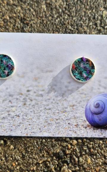 Two Sisters Tweed stud earrings