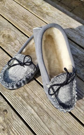 Suede and Tweed Slippers - winter check