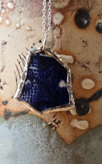Pottery Glass Necklace Stained Glass Effect