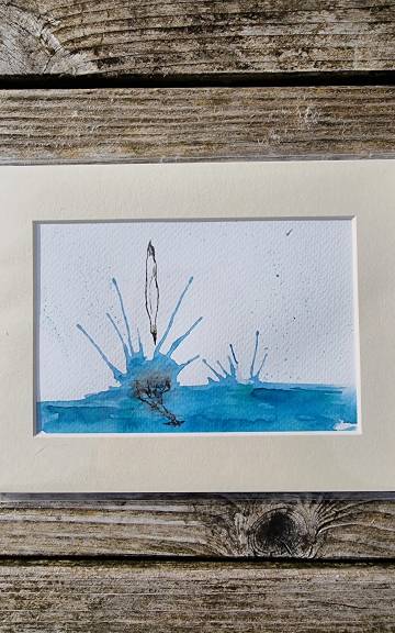 Mini Original Watercolour of a Gannet Diving