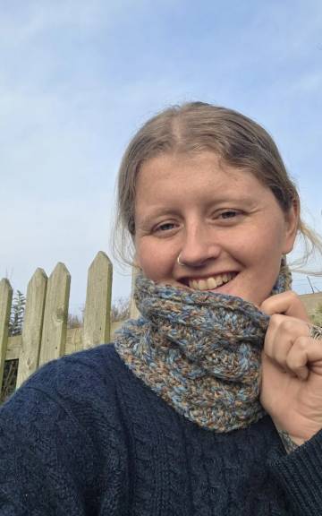 Hand Knitted wool blend headband/cowl