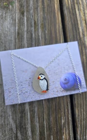 Painted sea glass necklace