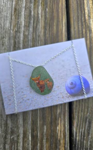 Painted sea glass necklace