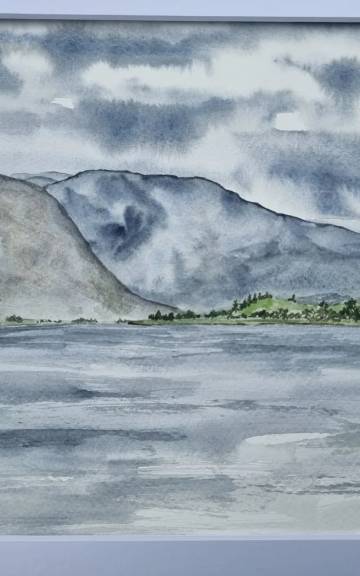 Medium original watercolour of the view from ullapool