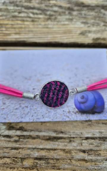 Two Sisters tweed and faux leather bracelet