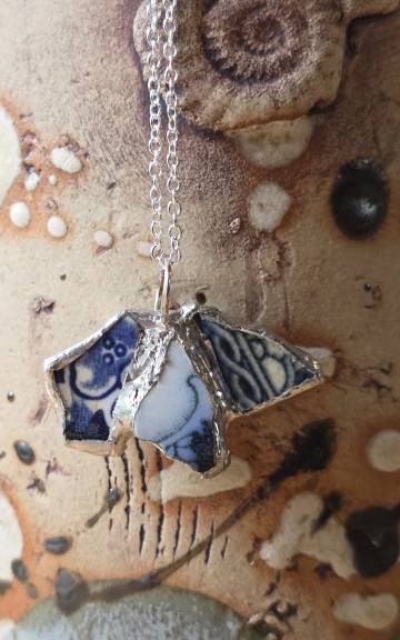 Pottery Glass Necklace Stained Glass Effect