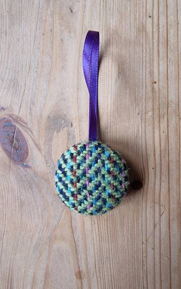 Tweed Button Christmas Tree Ornament - 6 2