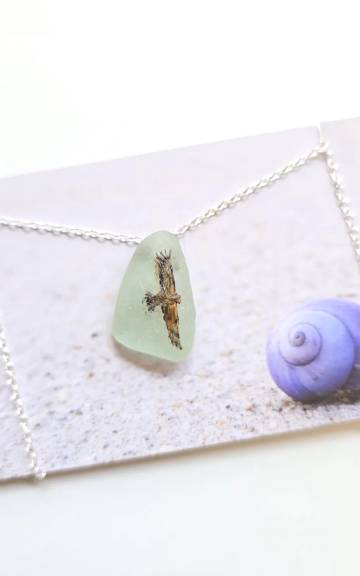 Painted sea glass necklace