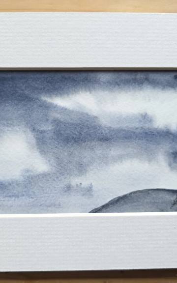 Mini Original watercolour of a stormy sky