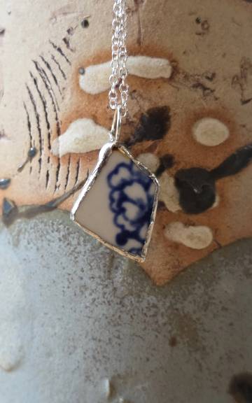 Pottery Glass Necklace Stained Glass Effect