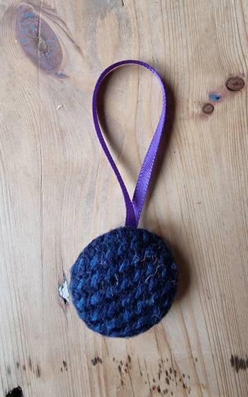 Tweed Button Christmas Tree Ornament - 3 2