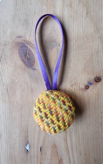 Tweed Button Christmas Tree Ornament - 8 2