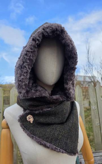 RESERVED Two Sisters Tweeds Hooded scarf