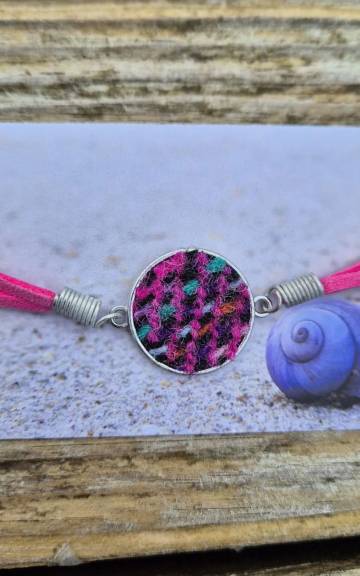 Two Sisters tweed and faux leather bracelet