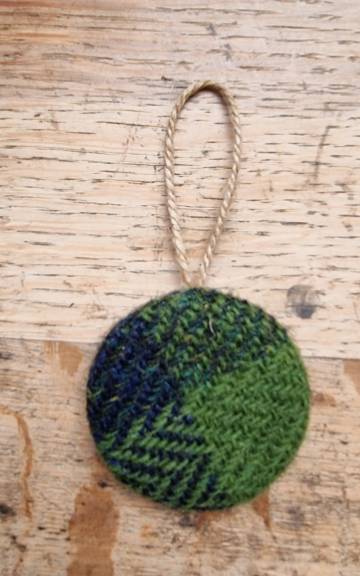 Large Tweed Button Christmas Tree Ornament