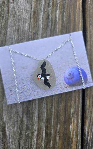 Painted sea glass necklace