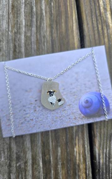 Painted sea glass necklace