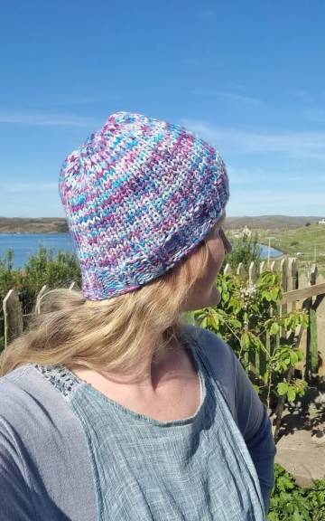 Hand Knitted hand dyed merino hat