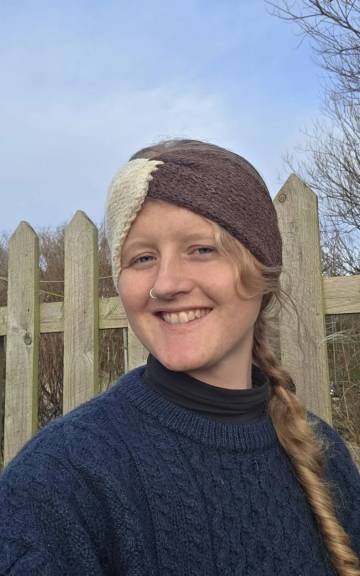Hand Knitted undyed alpaca and milksheep headband