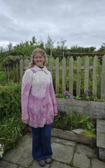 Hand dyed merino wool cardigan
