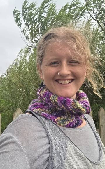 Hand Knitted thistle cowl