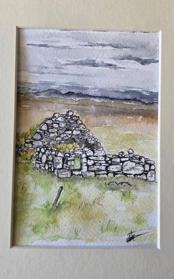 Mini original Watercolour of a ruined house