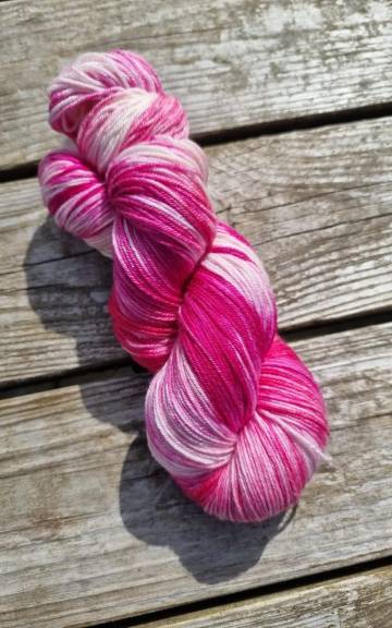 Hand-Dyed Yarn: 75% Merino, 25% silk, 4 ply