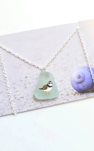 Painted sea glass necklace