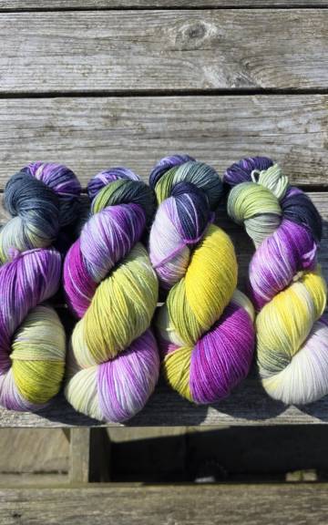 Hand-Dyed Yarn: 100% Merino, 4 ply x4
