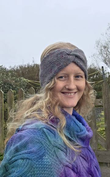 Hand Knitted hand dyed camel headband