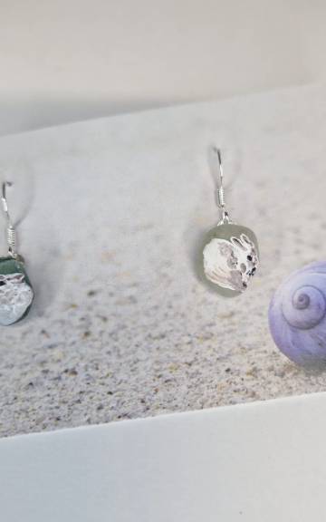 Painted sea glass earrings